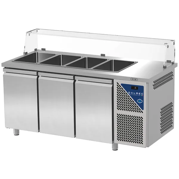 Saladette 3 dører og glasshylle