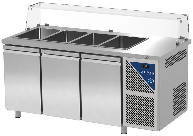 Saladette 3 dører og glasshylle